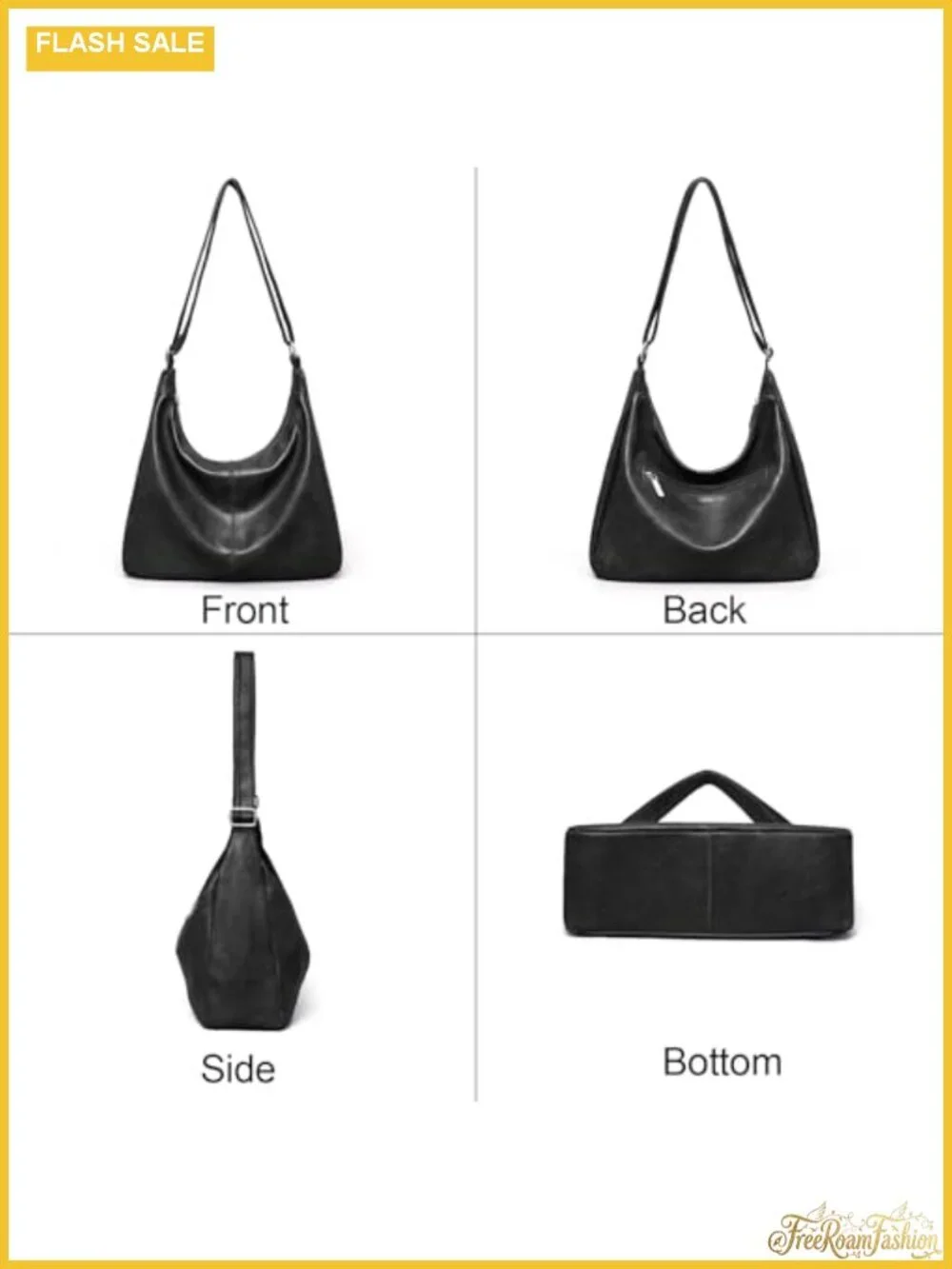 Vegan Leather Hobo Shoulder Bag Slouchy Tote with Adjustable Strap